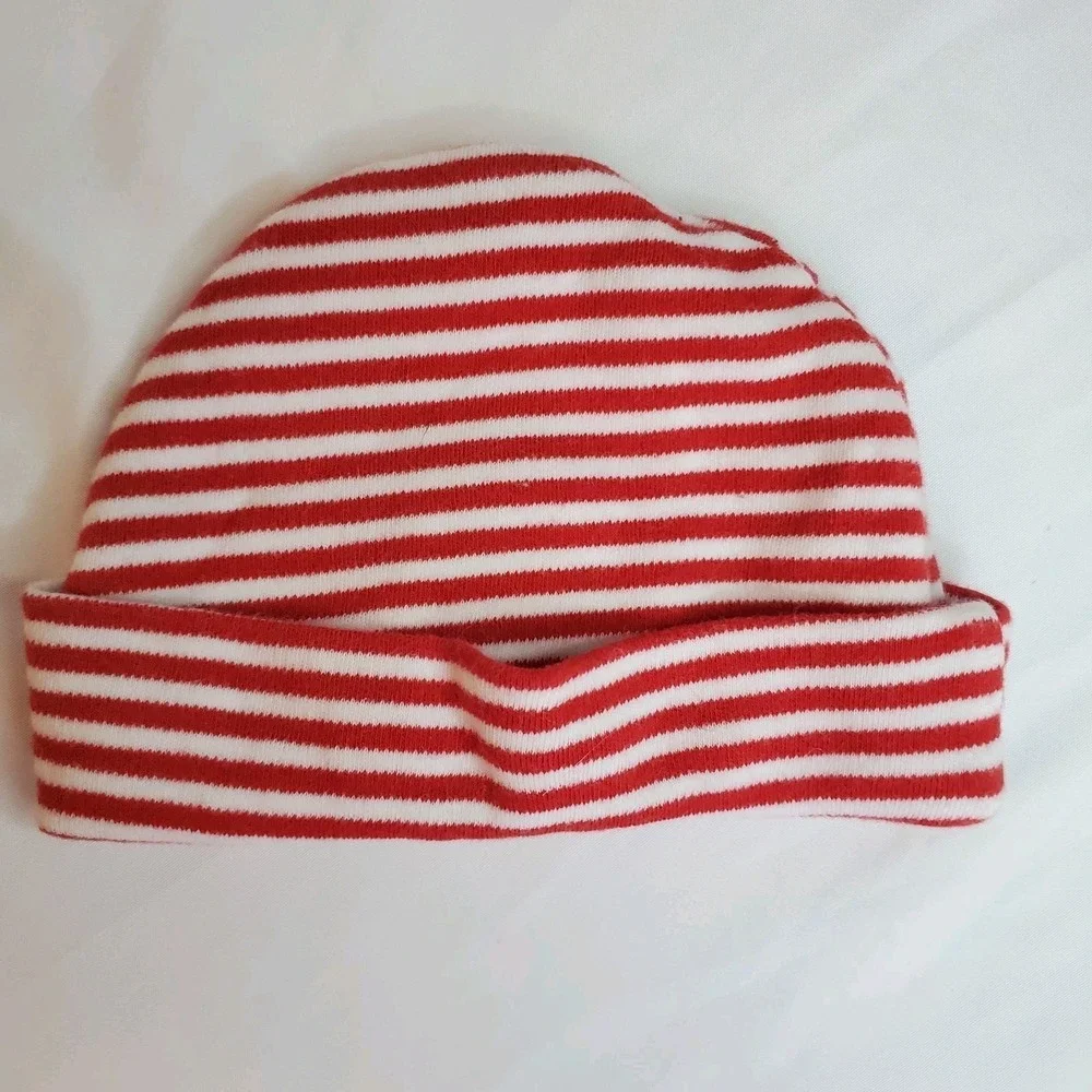 Buc-ees‎ Bucees Red Striped Newborn Baby Winter Knit Beanie Hap Cat
